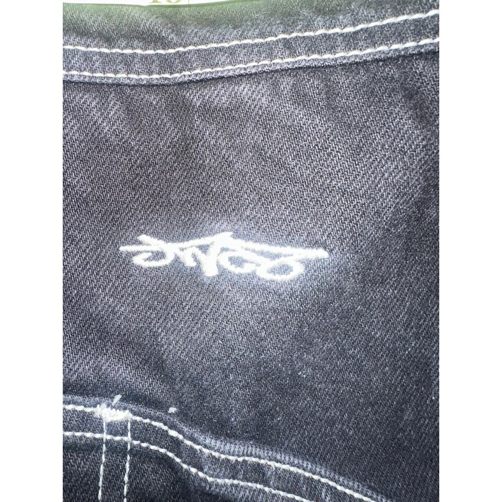 JNCO Black Denim Utility Vest M White Contrast Stitch Y2K Skate Carpenter - Picture 8 of 12